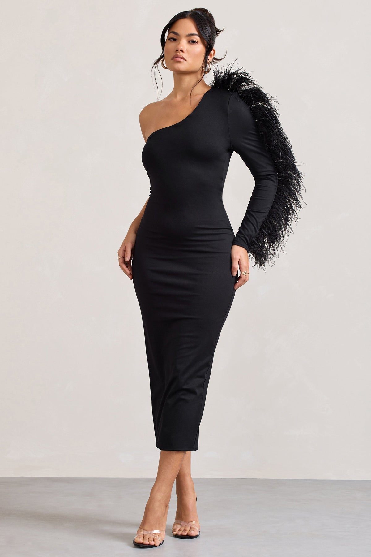 black formal midi dress